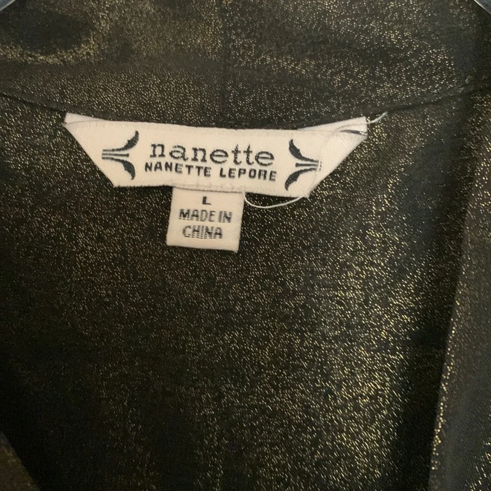 Nanette Lepore Black and Gold NWT top with pleated accents - Picture 6 of 8